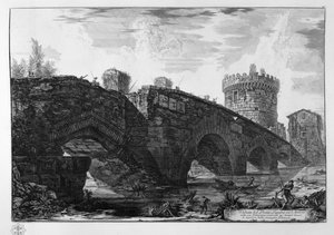 Ansicht der Brücke Lugano an der Aniene auf der Via Tiburtina, restauriert in späteren Zeiten